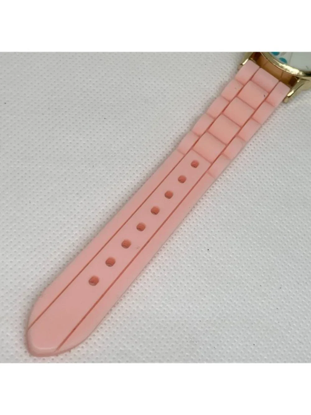 Vice Versa women Floating blue Stones Watch gold toned 30mm quartz pink running
